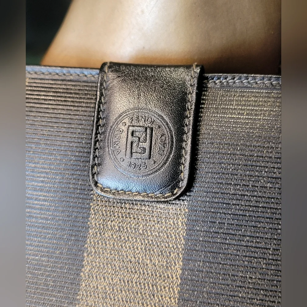 FENDI Pequin Long Wallet  Pattern Stripped Leather Vintage PRISTINE - Picture 14 of 15